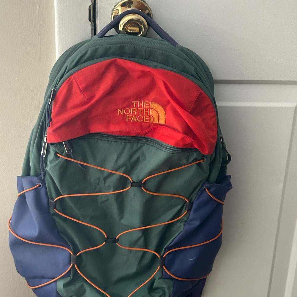 The North Face Red and Green Backpack